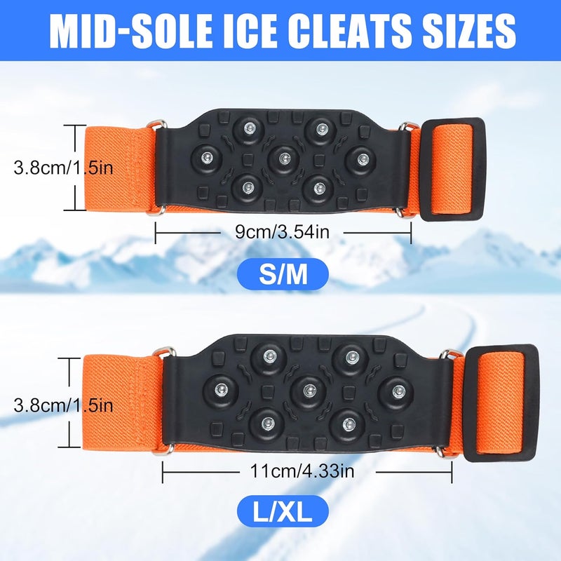 SILANON Ice Cleats Mid-Sole Snow Traction Cleats Crampons for Shoes and Boots Rotatable Non Slip Ice Grippers Overshoe with 7 Tungsten Studs for Walking on Snow Ice Men Women Indoor/Outdoor - Image 3